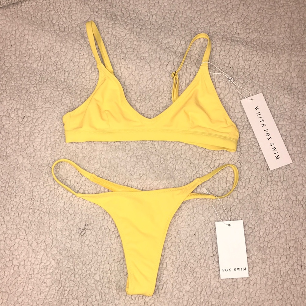 White Fox Swim Boutique Yellow Swim Suit Thong